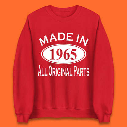 Made In 1965 All Original Parts Vintage Retro 58th Birthday Funny 58 Years Old Birthday Gift Unisex Sweatshirt