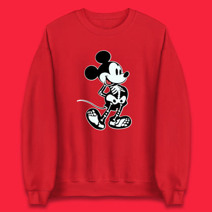 Disney Mickey Mouse Skeleton Funny Horror Scary Cartoon Character Mickey Skull Disneyland Vacation Trip Disney World Unisex Sweatshirt