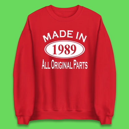 Made In 1989 All Original Parts Vintage Retro 34th Birthday Funny 34 Years Old Birthday Gift Unisex Sweatshirt