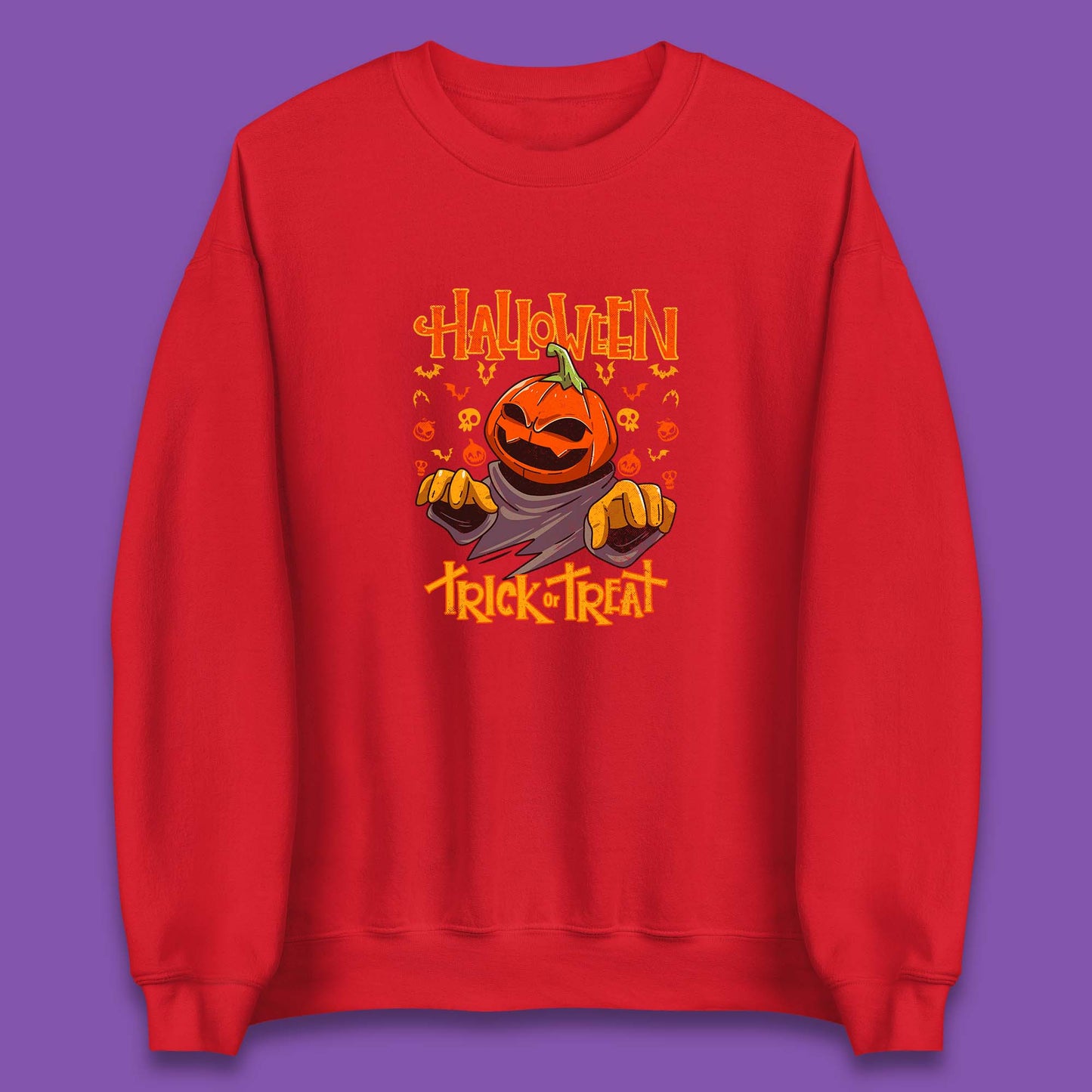 Halloween Trick Or Treat Pumpkin Character Halloween Scary Evil Pumpkin Unisex Sweatshirt