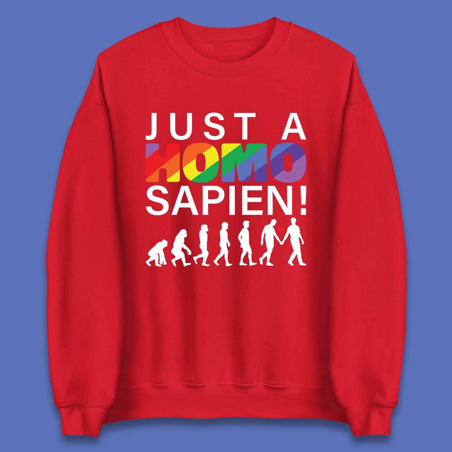 Just A Homo Sapien To Homo Erectus Evolution To Homo LGBTQ Funny Gay Pride Unisex Sweatshirt