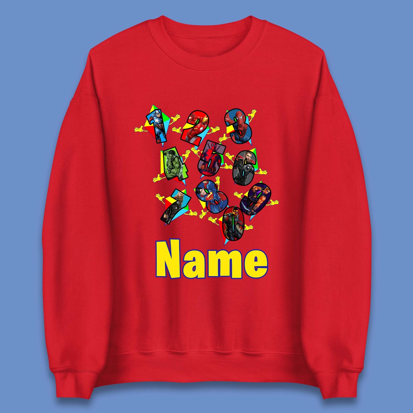 Personalised Number Day Superheroes Superheroes Unisex Sweatshirt