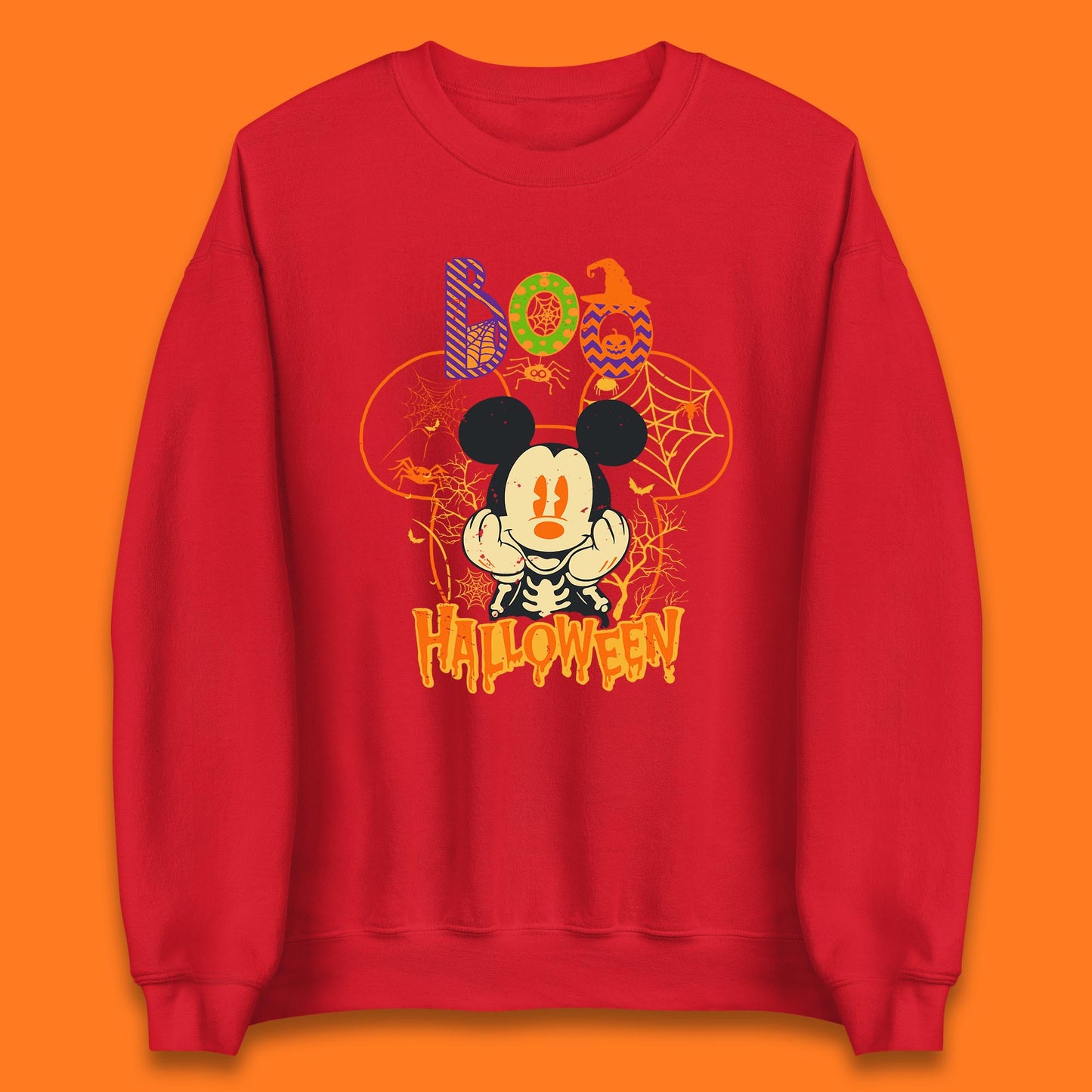 Boo Halloween Mickey Mouse Skeleton Horror Scary Disney Halloween Disneyland Trip Unisex Sweatshirt