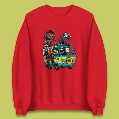 Halloween Scooby Doo Friends Van Horror Movie Villians Characters Mystery Machine Unisex Sweatshirt