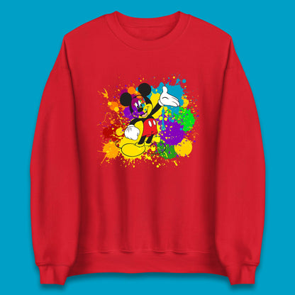 Abstract Paint Splashing On Disney Mickey Mouse Disneyland Trip Unisex Sweatshirt