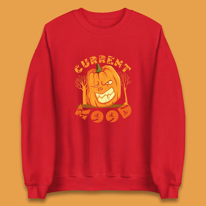 Current Mood Halloween Pumpkin Evil Scary Smile Horror Jack-o-Lantern Unisex Sweatshirt