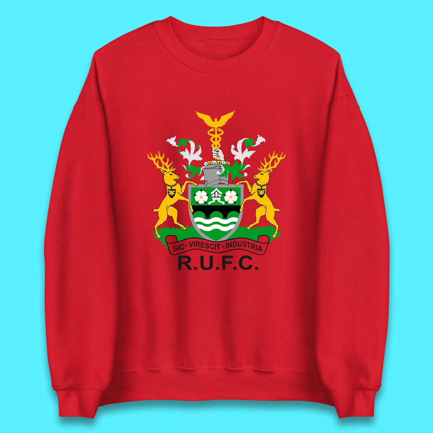 R.U.F.C. Coat Of Arms Rotherham SIC. VIRESCIT. INDUSTRIA Rotherham Metropolitan Borough Council Flags And Symbols Of Yorkshire Gift Unisex Sweatshirt