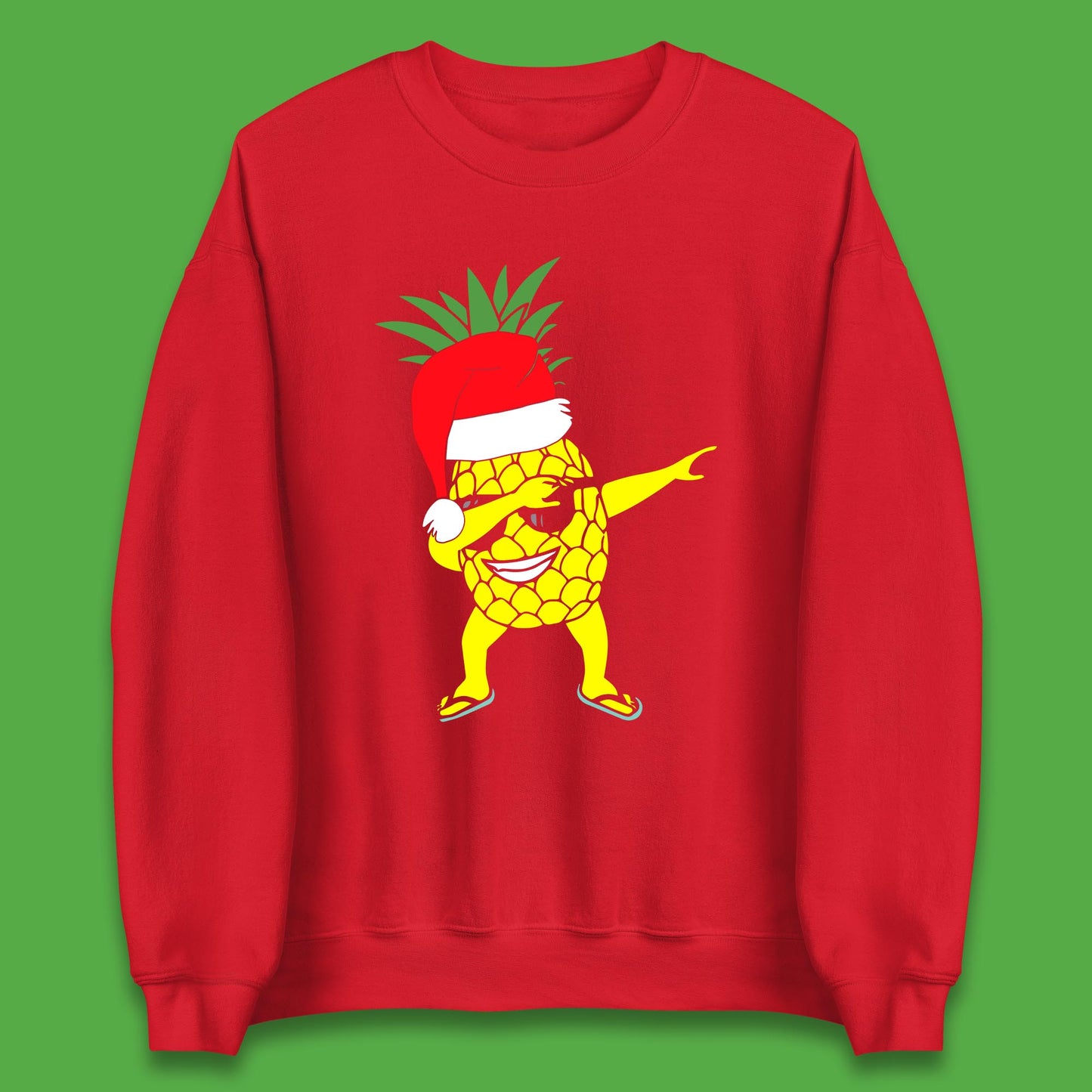 Dabbing Santa Pineapple Sunglasses Christmas In July Funny Santa Summer Vacation Xmas Unisex Sweatshirt