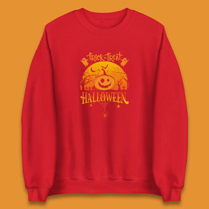 Trick Or Treat Halloween Pumpkin Haunted Trees Scary Spooky Season Unisex Sweatshirt