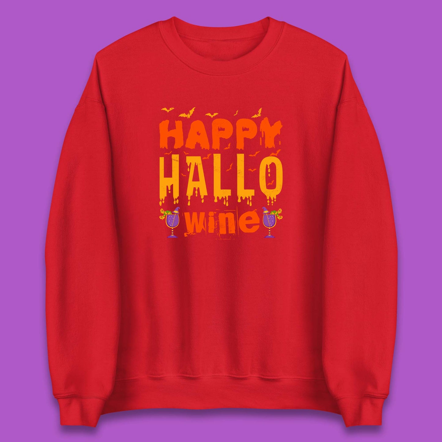 Happy Hallowine Funny Halloween Wine Drinking Party Wine Lover Unisex Sweatshirt