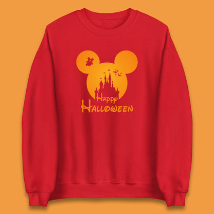 Happy Halloween Mickey Mouse Disney Castle Halloween Scary Boo Flying Bats Unisex Sweatshirt