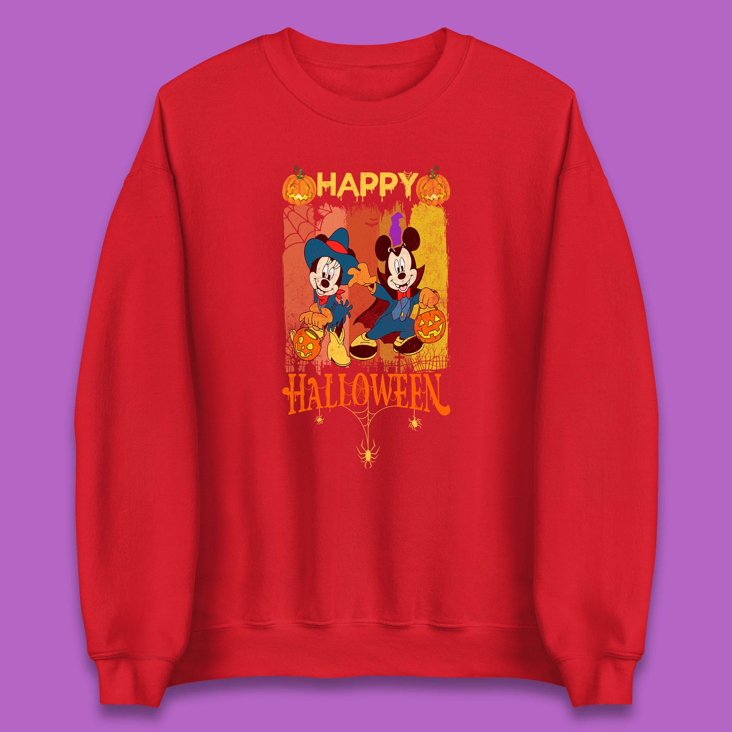 Happy Halloween Disney Witch Mickey Mouse Minnie Mouse Horror Scary Disneyland Trip Unisex Sweatshirt