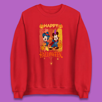 Happy Halloween Disney Witch Mickey Mouse Minnie Mouse Horror Scary Disneyland Trip Unisex Sweatshirt