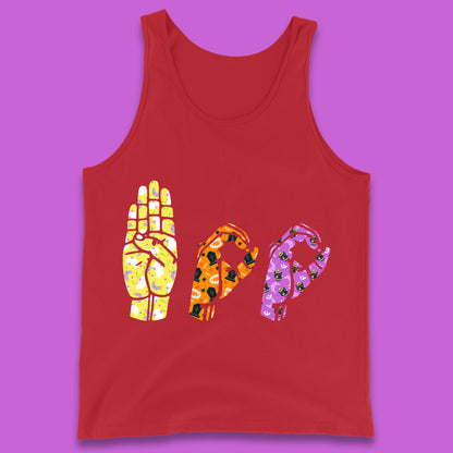 Halloween Hand Sign Language Boo Ghost American Sign Language Alphabet ASL Halloween Tank Top