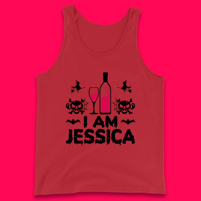 Personalised Halloween Your Name Funny Wine Drinking Scary Skull Drink Lover Tank Top