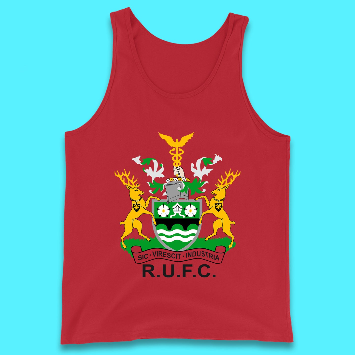 R.U.F.C. Coat Of Arms Rotherham SIC. VIRESCIT. INDUSTRIA Rotherham Metropolitan Borough Council Flags And Symbols Of Yorkshire Gift Tank Top