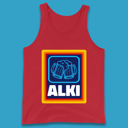 Alki Aldi Drink Pub Beer Joke Funny Parody Novelty Gift Tank Top