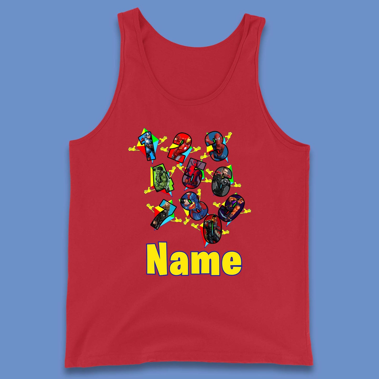 Personalised Number Day Superheroes Superheroes Tank Top