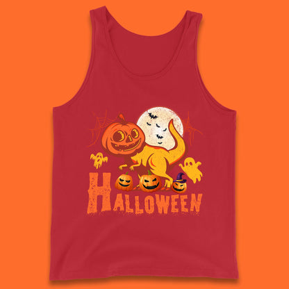 Halloween Dinosaur Jack O Lantern T-Rex Funny Dino Pumpkin Scary Boo and Bats Festive Costume Tank Top