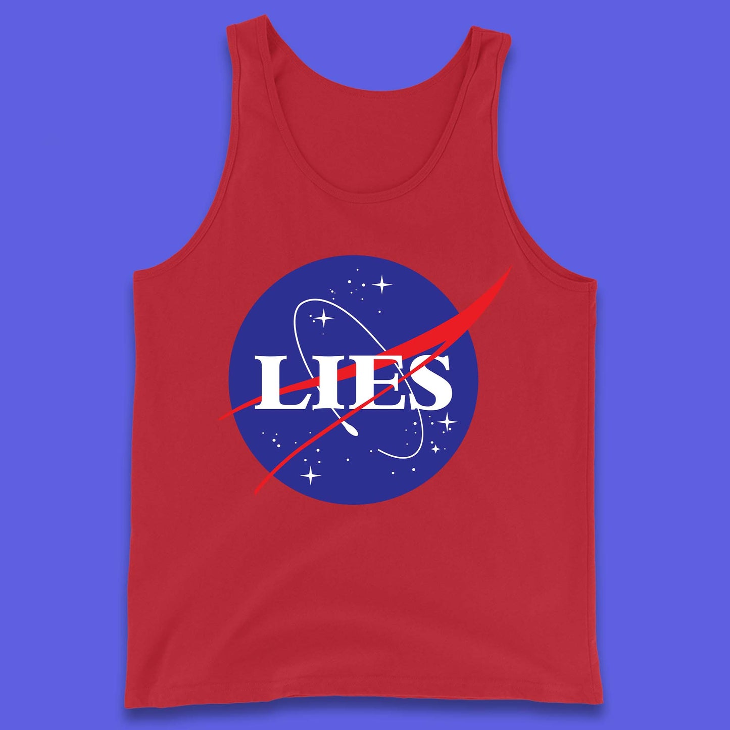 NASA Lies Logo Parody Tank Top