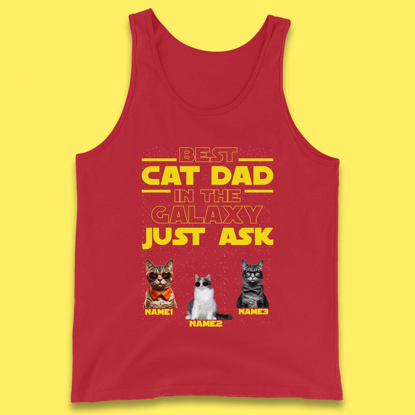 Personalised Best Cat Dad In The Galaxy Tank Top