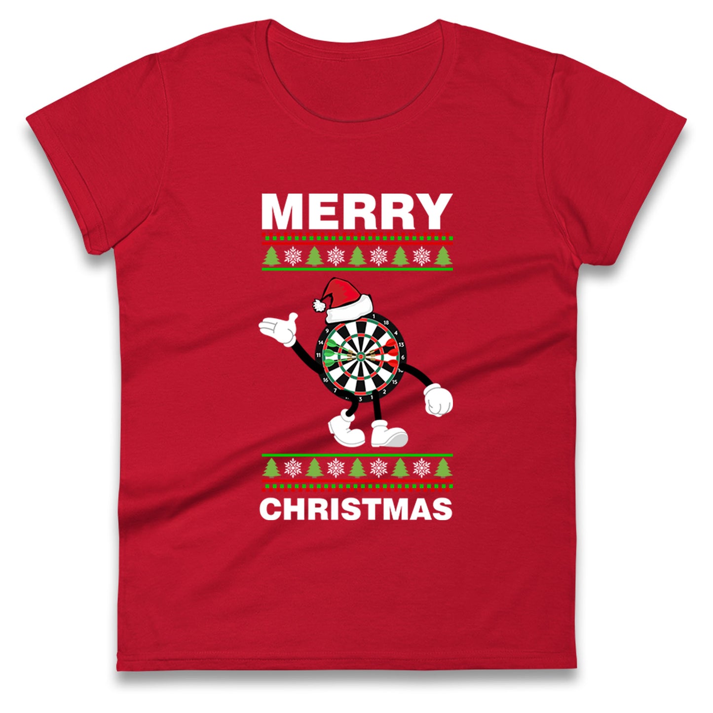 dartboard christmas santa costume womens t shirt