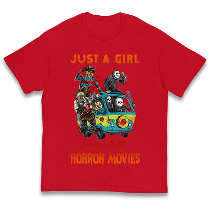 Just A Girl Who Loves Horror Movies Halloween T Shirt
