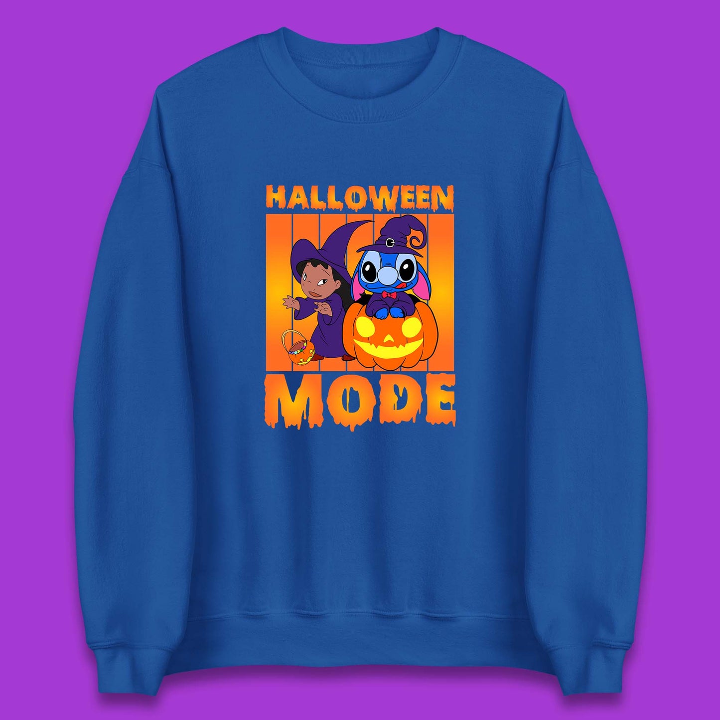 Halloween Mode Disney Lilo & Stitch Halloween Pumpkin Witch Hat Stitch Spooky Disneyland Trip Unisex Sweatshirt