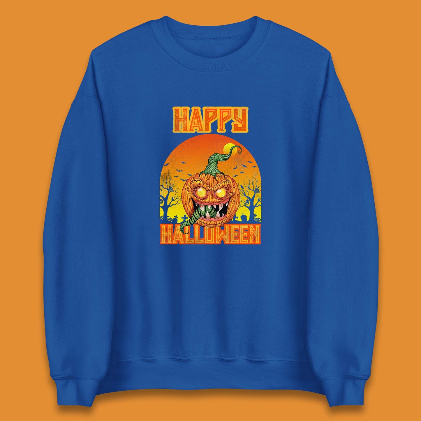 Happy Halloween Zombie Monster Pumpkin Jack-o-lantern Spooky Season Unisex Sweatshirt