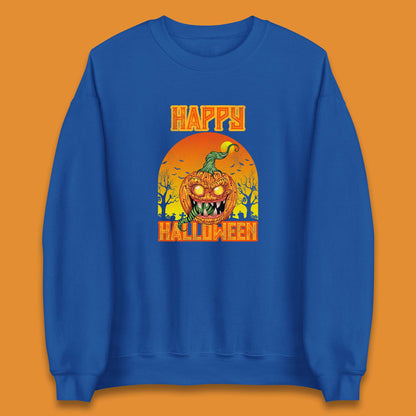 Happy Halloween Zombie Monster Pumpkin Jack-o-lantern Spooky Season Unisex Sweatshirt