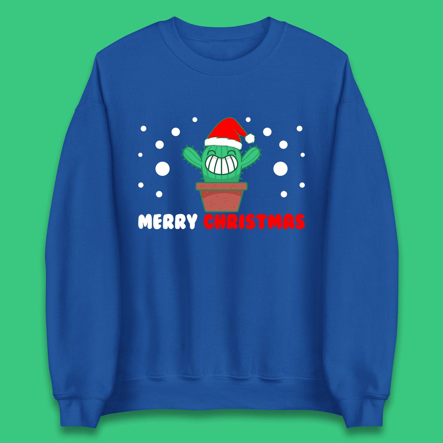 merry christmas little cactus with santa hat sweatshirt