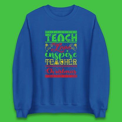 teach love inspire teacher christmas sweatshirt