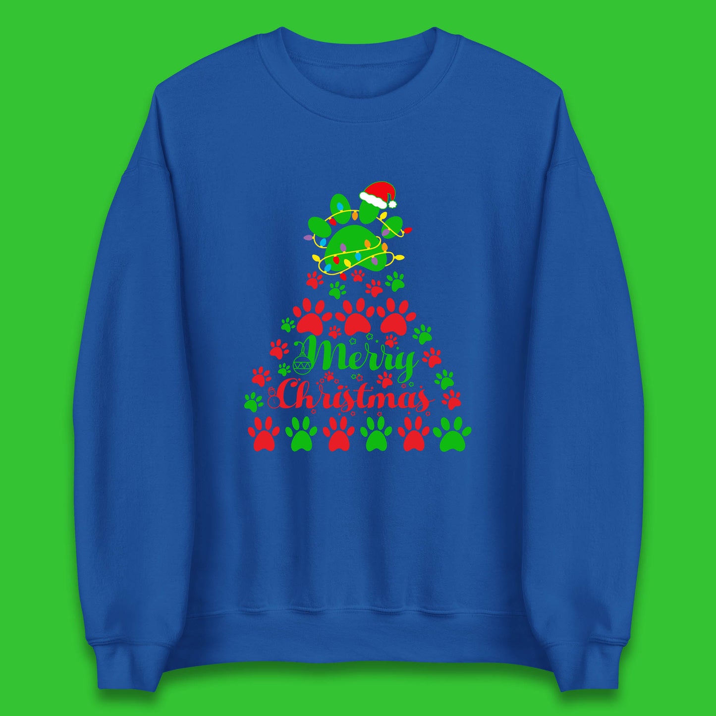 merry christmas paws tree sweatshirt