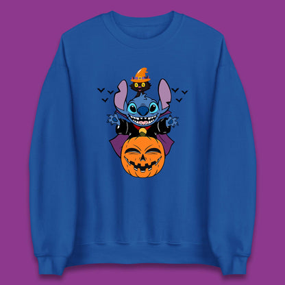 Disney Halloween Pumpkin Devil Stitch With Black Cat Horror Scary Disney Lilo & Stitch Unisex Sweatshirt