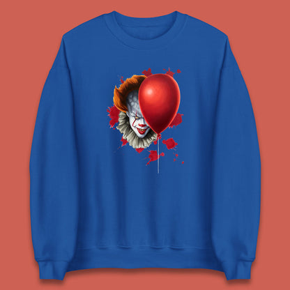 IT Pennywise Clown With Balloon Halloween Evil Clown Costume Horror Movie Serial Killer Unisex Sweatshirt