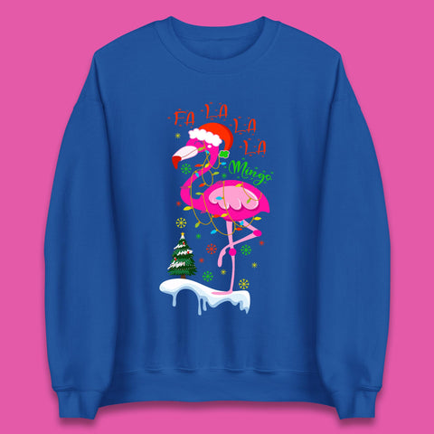 Fa La La La Mingo Christmas Flamingo Santa Hat Xmas Lights Flamingo Lover Unisex Sweatshirt