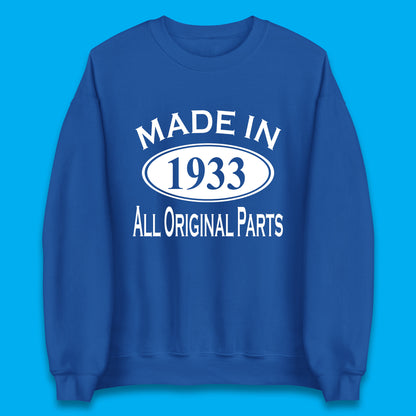 Made In 1933 All Original Parts Vintage Retro 90th Birthday Funny 90 Years Old Birthday Gift Unisex Sweatshirt