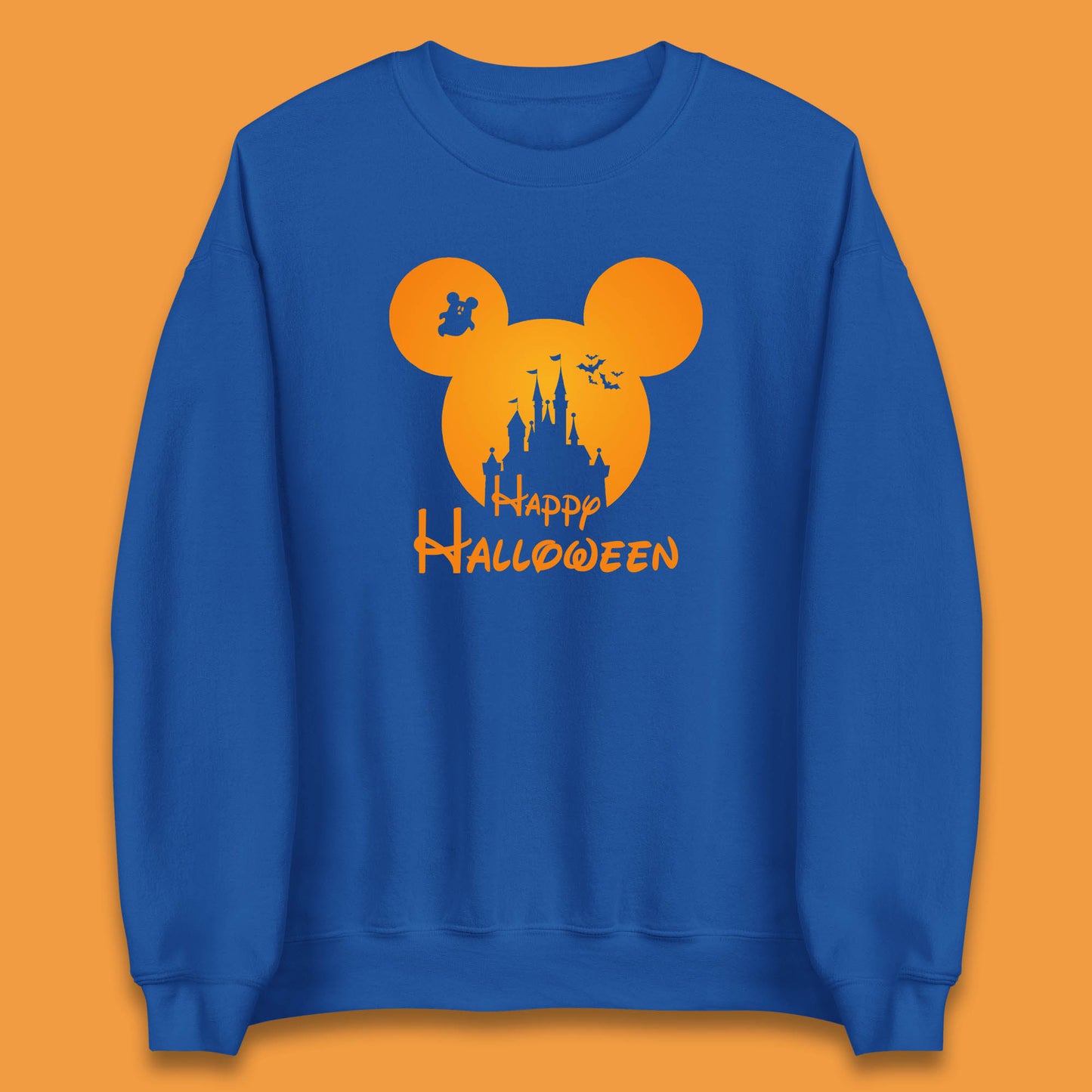 Happy Halloween Mickey Mouse Disney Castle Halloween Scary Boo Flying Bats Unisex Sweatshirt