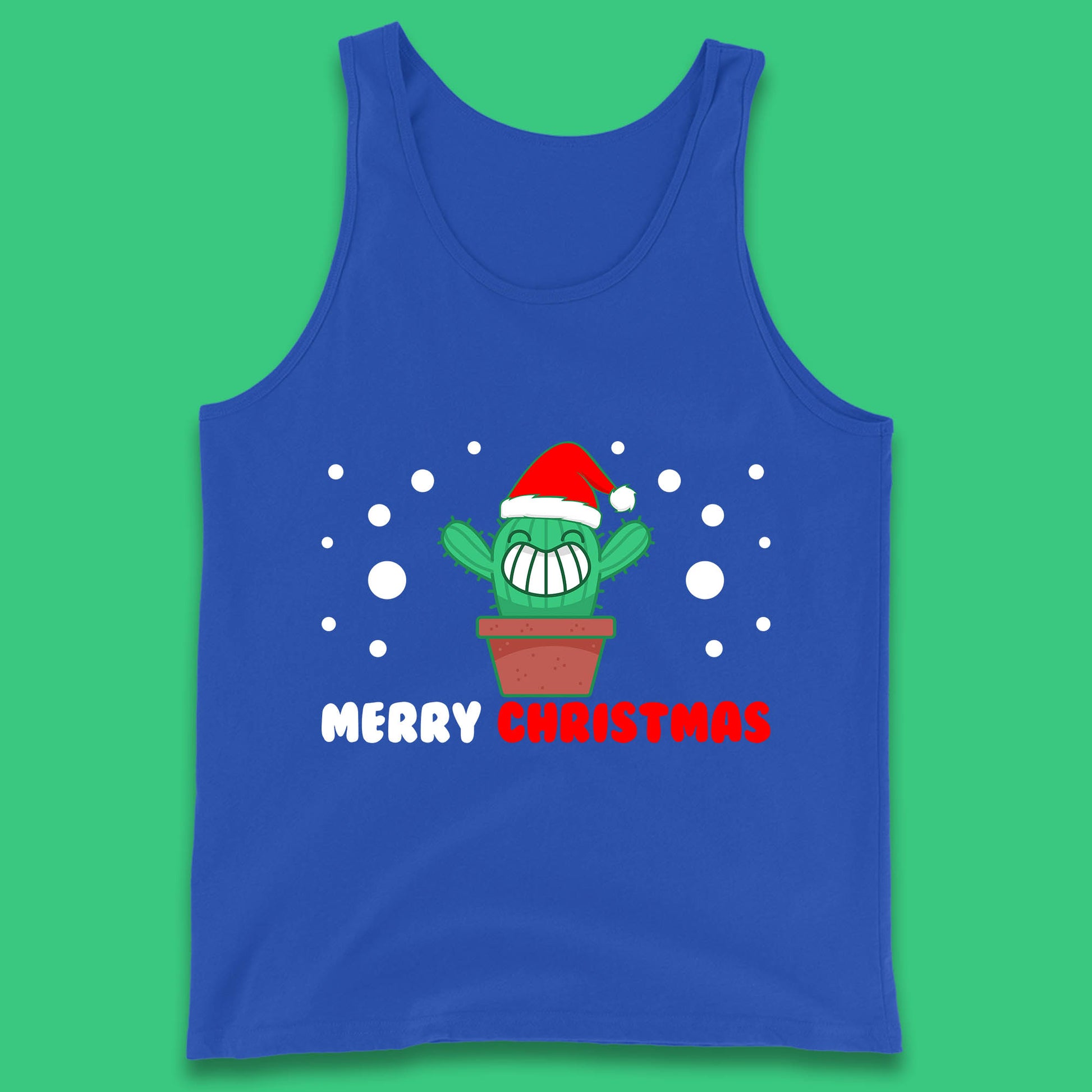 merry christmas little cactus with santa hat tank top