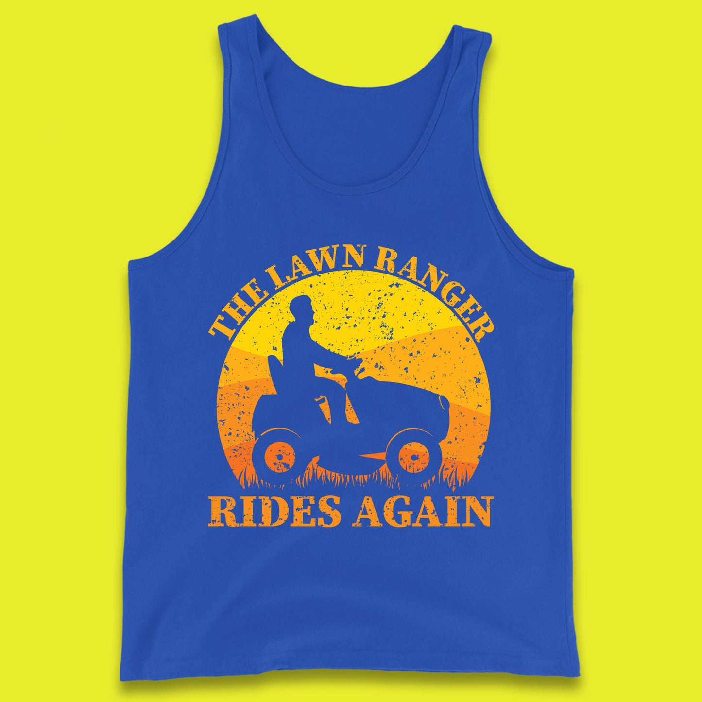 The Lawn Ranger Rides Again Funny Lawn Mowing Gardener Landscaper Dad Joke Landscaping Tank Top