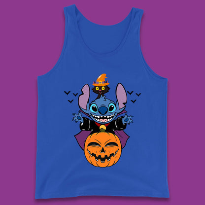 Disney Halloween Pumpkin Devil Stitch With Black Cat Horror Scary Disney Lilo & Stitch Tank Top