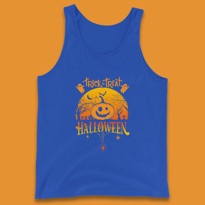 Trick Or Treat Halloween Pumpkin Haunted Trees Scary Spooky Season Tank Top