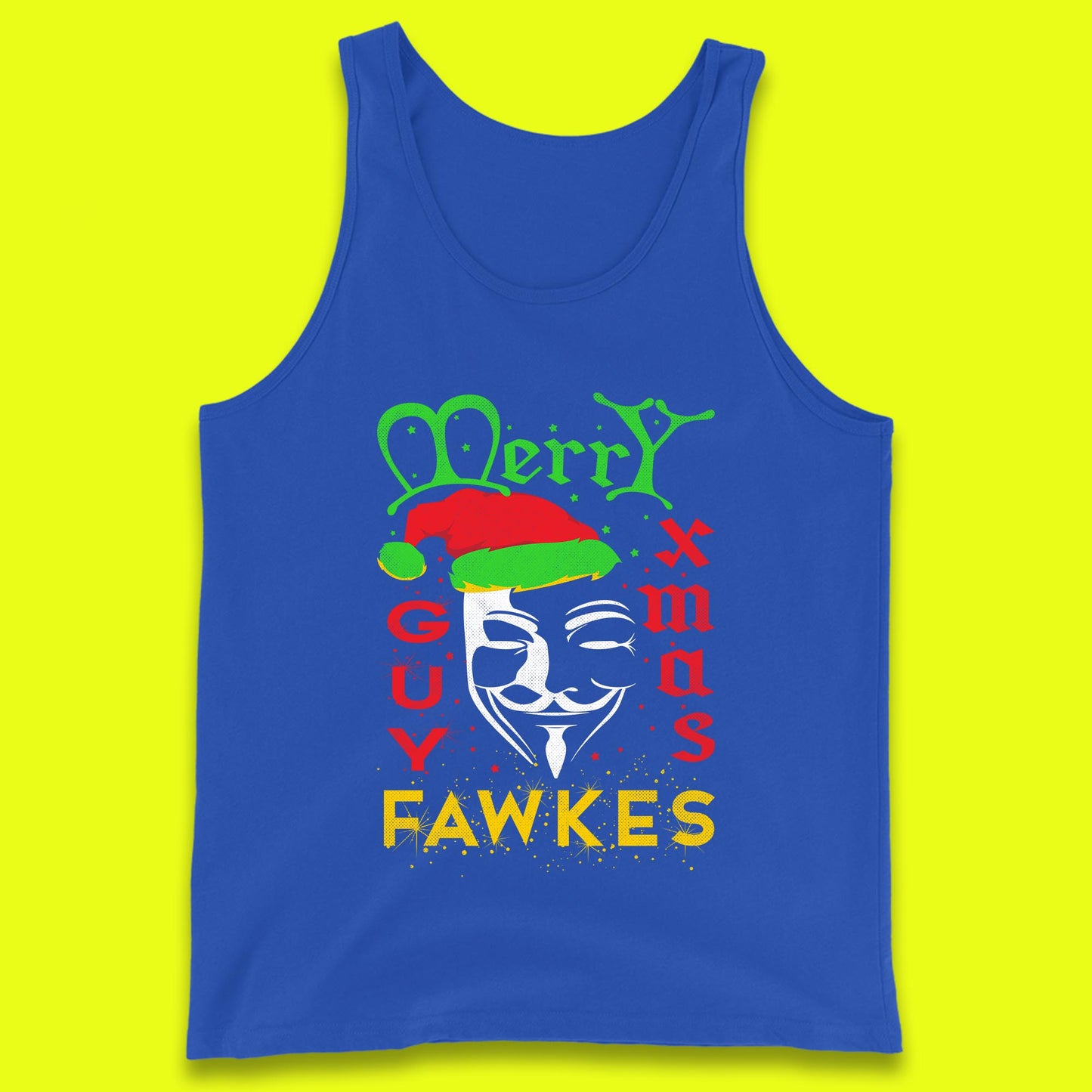 Merry Christmas Santa Claus Anonymous Guy Fawkes Xmas Mask Tank Top