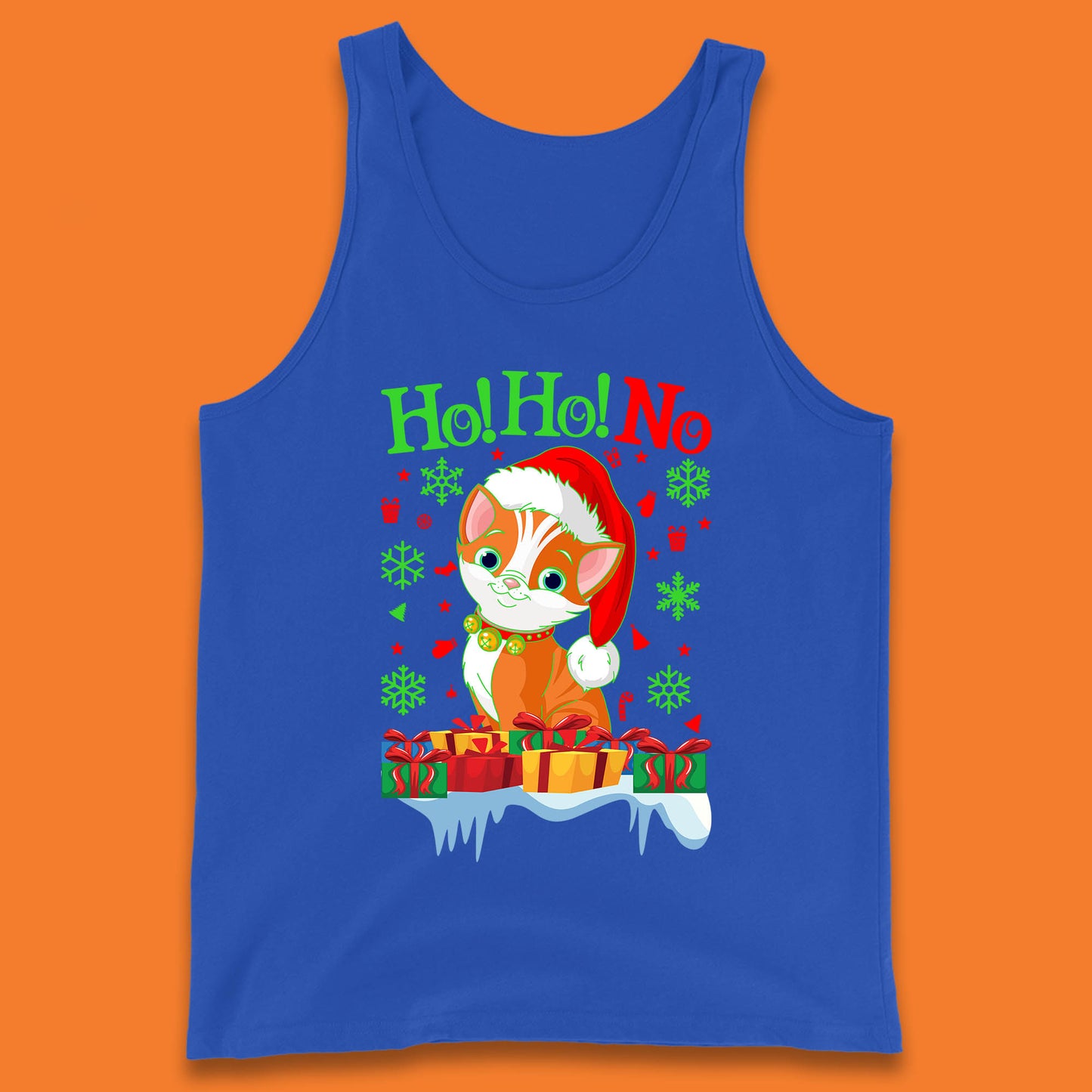 ho ho no christmas cat tank top