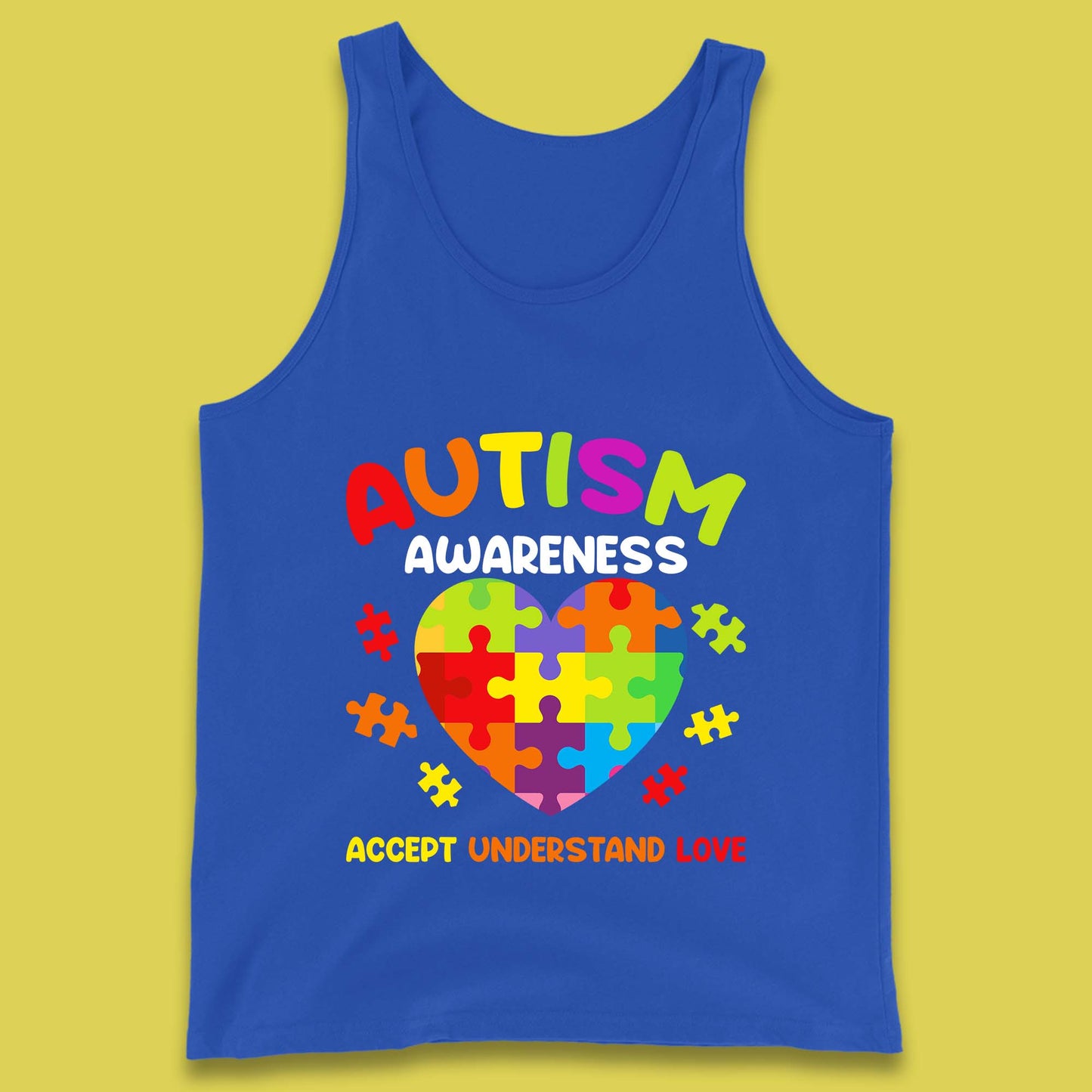 Autism Awareness Accept Understand Love Puzzle Heart Autism Support Tank Top