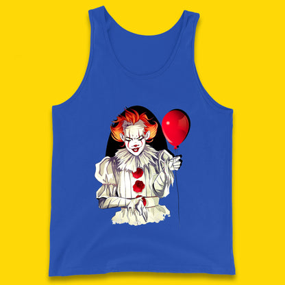 IT Pennywise Clown Holding Balloon Halloween Evil Pennywise Clown Costume Horror Movie Serial Killer Tank Top