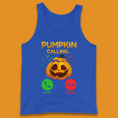 Halloween Pumpkin Calling Funny Phone Call Horror Scary Jack O Lantern Tank Top