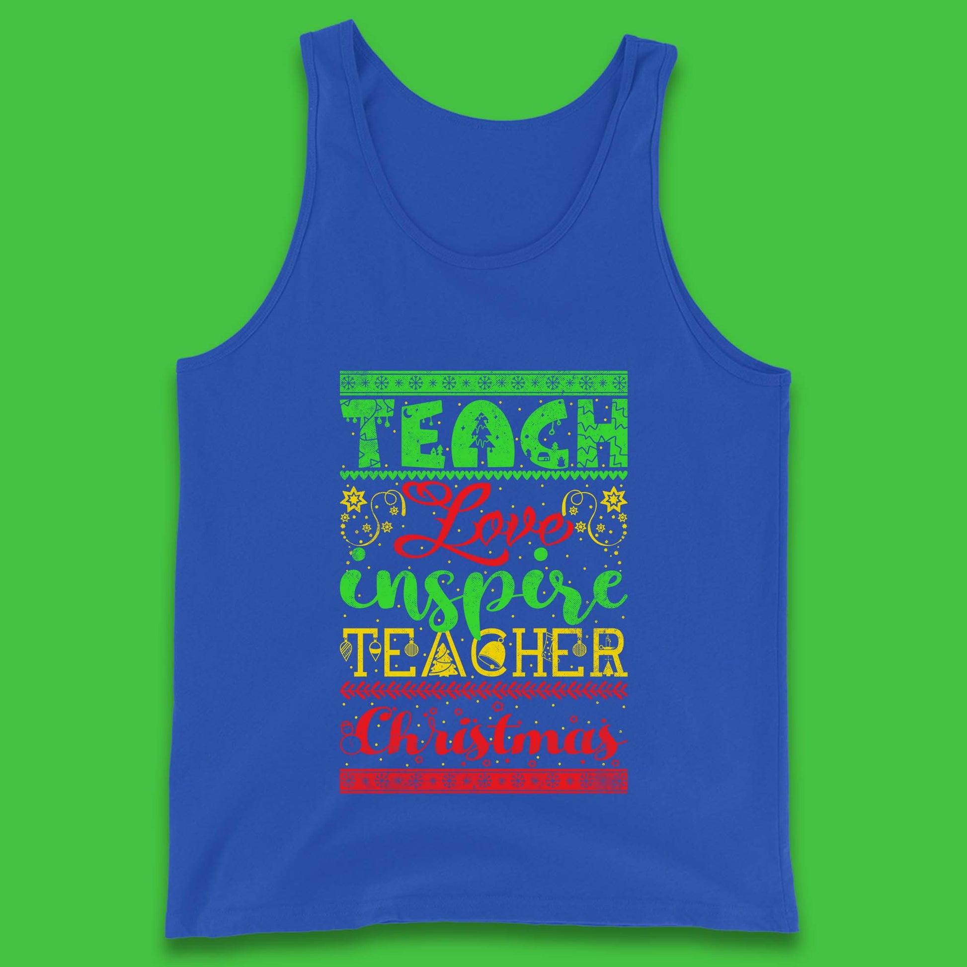 teach love inspire teacher christmas tank top