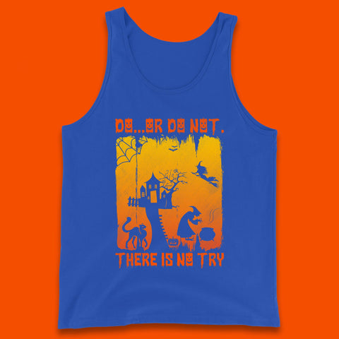 Do Or Do Not There Is No Try Halloween Tree House Flying Witch Scary Spooky Black Cat Tank Top