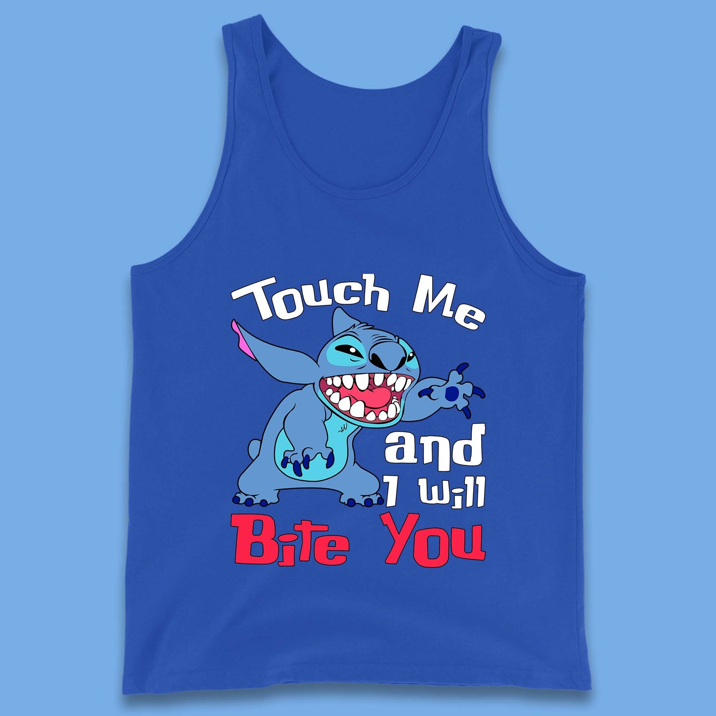 Disney Angry Stitch Cartoon Touch Me And I Will Bite You Lilo & Stitch Tank Top